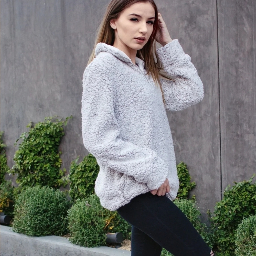 Zesica Sherpa Gray Women's M Pullover
